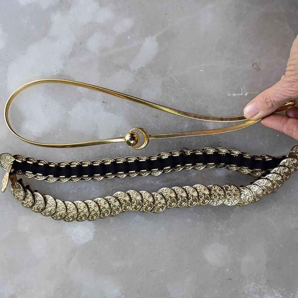 2 retro ladies gold-tone metal belts
